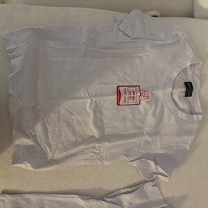 White Fox Boutique White Crop Top with Red Graphic